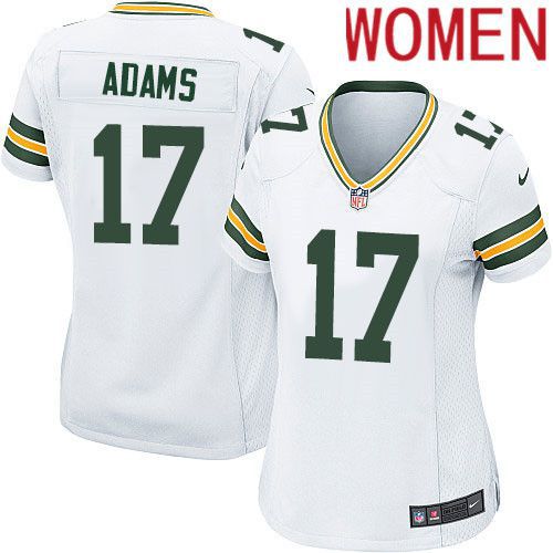 Women Green Bay Packers 17 Davante Adams White Nike Game NFL Jersey